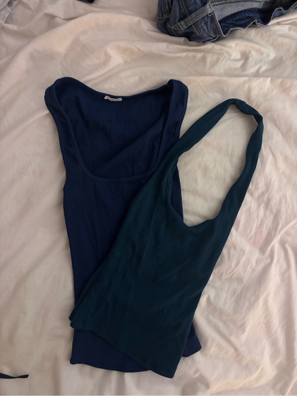 BUNDLE Garage Women's Ribbed Tank Tops - Navy/ Midnight blue & Teal